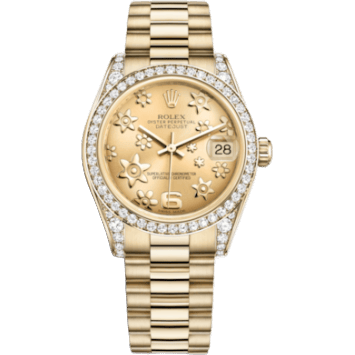 Rolex Datejust 31 Yellow Gold Diamond / President / Champagne Floral 178158-0057