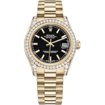 Rolex Datejust 31 Yellow Gold Diamond / President / Black 178158-0067