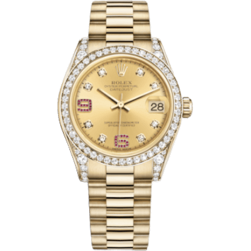 Rolex Datejust 31 Yellow Gold Diamond / President / Champagne Diamonds Rubies 178158-0070