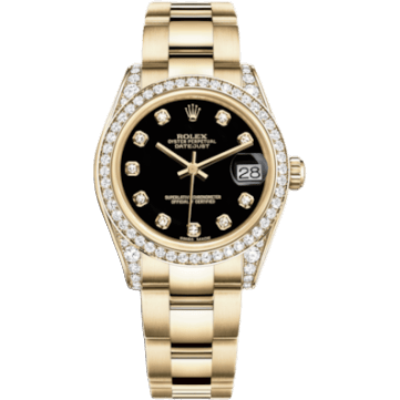 Rolex Datejust 31 Yellow Gold Diamond / President / Black Diamond 178158-0082
