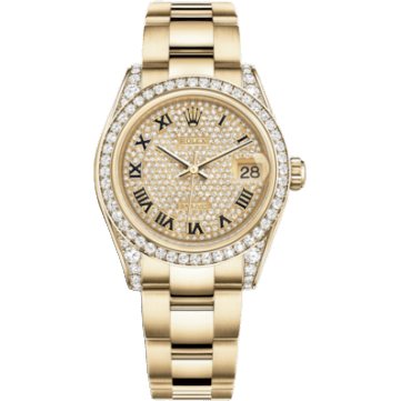 Rolex Datejust 31 Yellow Gold Diamond / Oyster / Paved Roman 178158-0084