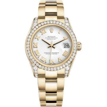 Rolex Datejust 31 Yellow Gold Diamond / Oyster / White Roman 178158-0086