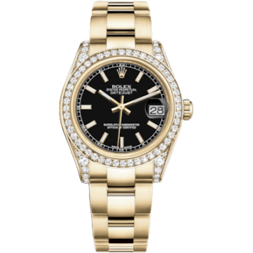 Rolex Datejust 31 Yellow Gold Diamond / Oyster / Black 178158-0089