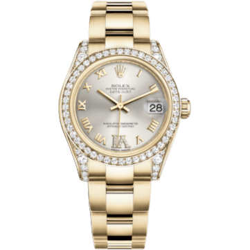 Rolex Datejust 31 Yellow Gold Diamond / Oyster / Silver Roman 178158-0093