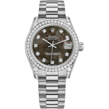 Rolex Datejust 31 White Gold Diamond / President / Black MOP 178159-0015