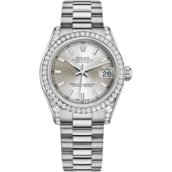 Rolex Datejust 31 White Gold Diamond / President / Silver 178159-0018