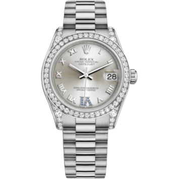 Rolex Datejust 31 White Gold Diamond / President / Silver Roman 178159-0052