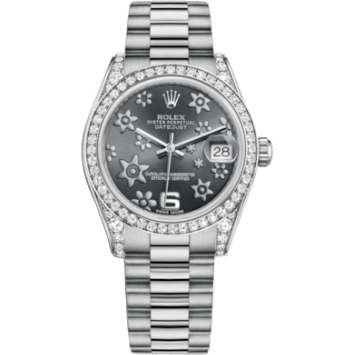 Rolex Datejust 31 White Gold Diamond / President / Dark Rhodium Floral 178159-0053