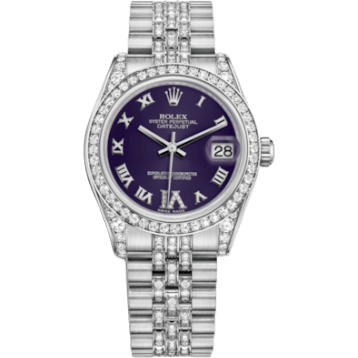 Rolex Datejust 31 White Gold Diamond / Jubilee Diamond / Purple Roman 178159-0065