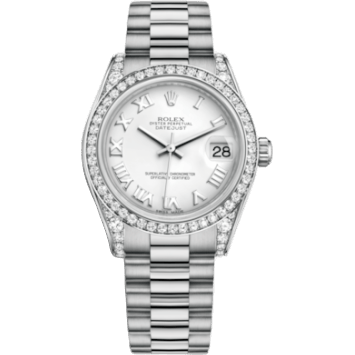 Rolex Datejust 31 White Gold Diamond / President / White Roman 178159-0066