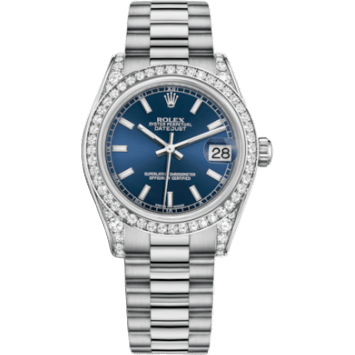Rolex Datejust 31 White Gold Diamond / President / Blue 178159-0067