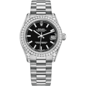 Rolex Datejust 31 White Gold Diamond / President / Black 178159-0068
