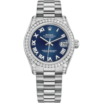 Rolex Datejust 31 White Gold Diamond / President / Blue Roman 178159-0070