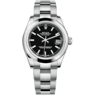 Rolex Datejust 31 Stainless Steel Domed / Oyster / Black 178240-0025