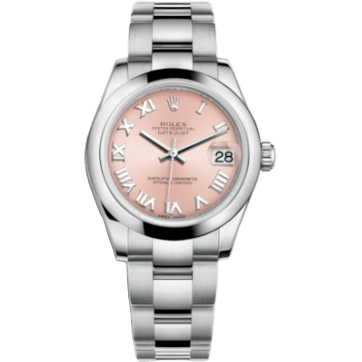 Rolex Datejust 31 Stainless Steel Domed / Oyster / Pink Roman 178240-0032
