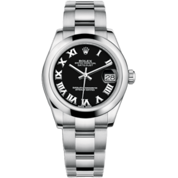 Rolex Datejust 31 Stainless Steel Domed / Oyster / Black Roman 178240-0034