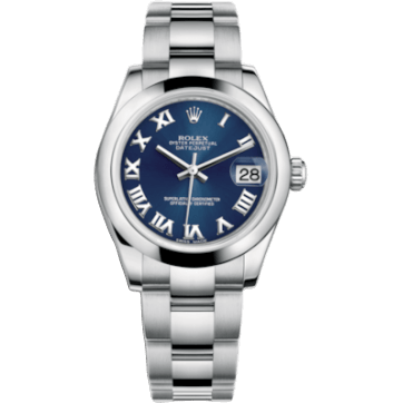Rolex Datejust 31 Stainless Steel Domed / Oyster / Blue Roman 178240-0036