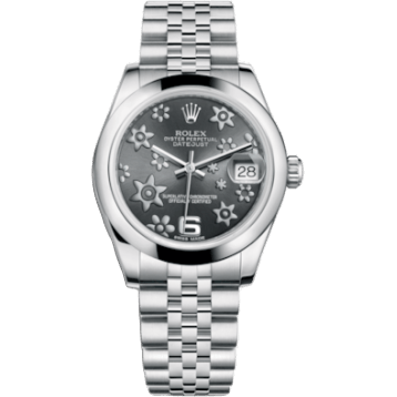 Rolex Datejust 31 Stainless Steel Domed / Jubilee / Dark Rhodium Floral 178240-0039