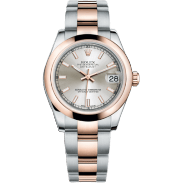 Datejust 31 Rolesor Everose Domed / Oyster / Silver