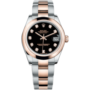Datejust 31 Rolesor Everose Domed / Oyster / Black Diamond