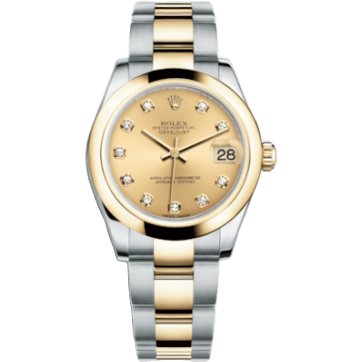 Rolex Datejust 31 Rolesor Yellow Domed / Oyster / Champagne Diamond 178243-0024