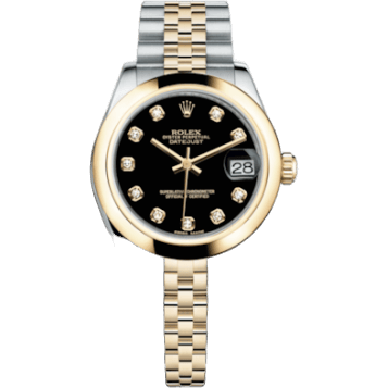 Rolex Datejust 31 Rolesor Yellow Domed / Jubilee / Black Diamond 178243-0045