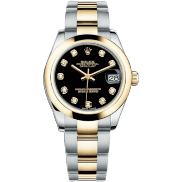 Rolex Datejust 31 Rolesor Yellow Domed / Oyster / Black Diamond 178243-0051