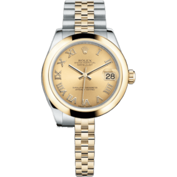 Rolex Datejust 31 Rolesor Yellow Domed / Jubilee / Champagne Roman 178243-0073