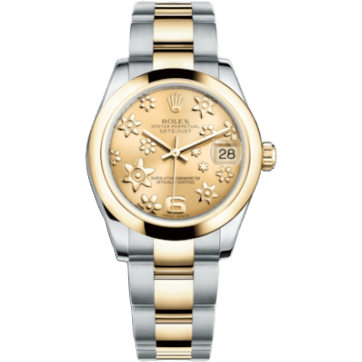Rolex Datejust 31 Rolesor Yellow Domed / Oyster / Champagne Floral 178243-0078