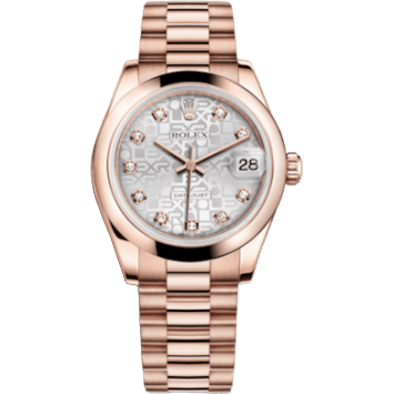 Datejust 31 Everose Domed / President / Silver Computer