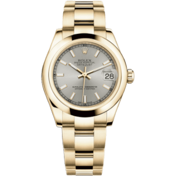 Rolex Datejust 31 Yellow Gold Domed / Oyster / Silver 178248-0020