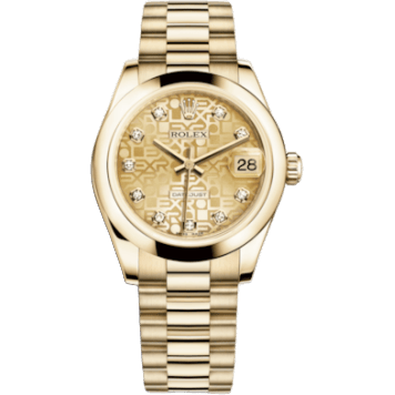 Rolex Datejust 31 Yellow Gold Domed / President / Champagne Computer 178248-0023