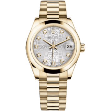 Rolex Datejust 31 Yellow Gold Domed / President / Silver Computer 178248-0031