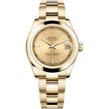 Rolex Datejust 31 Yellow Gold Domed / Oyster / Champagne 178248-0042