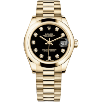 Rolex Datejust 31 Yellow Gold Domed / President / Black Diamond 178248-0050