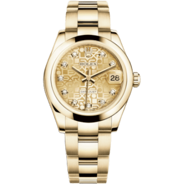 Rolex Datejust 31 Yellow Gold Domed / Oyster / Champagne Computer 178248-0070