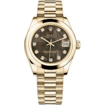 Rolex Datejust 31 Yellow Gold Domed / President / Black MOP 178248-0074