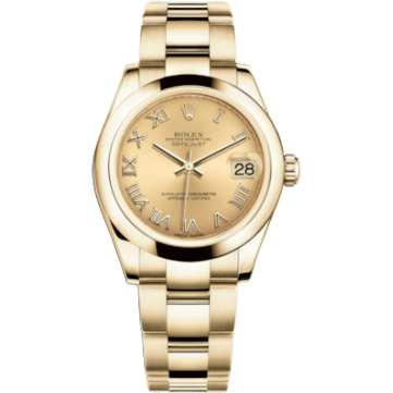 Rolex Datejust 31 Yellow Gold Domed / Oyster / Champagne Roman 178248-0079