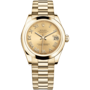 Rolex Datejust 31 Yellow Gold Domed / President / Champagne Roman 178248-0080