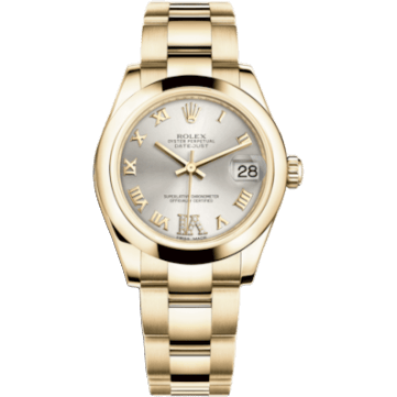 Rolex Datejust 31 Yellow Gold Domed / Oyster / Silver Roman 178248-0082