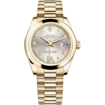 Rolex Datejust 31 Yellow Gold Domed / President / Silver Roman 178248-0083