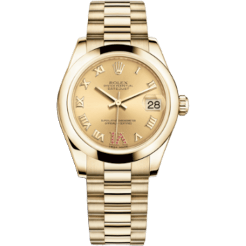 Rolex Datejust 31 Yellow Gold Domed / President / Champagne Roman 178248-0087