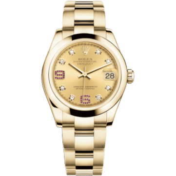 Rolex Datejust 31 Yellow Gold Domed / Oyster / Champagne Diamond 178248-0090