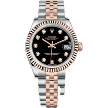 Rolex Datejust 31 Rolesor Everose Fluted / Jubilee / Black Diamond 178271-0017