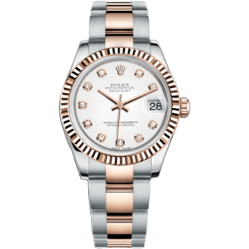 Rolex Datejust 31 Rolesor Everose Fluted / Oyster / White Diamond 178271-0039