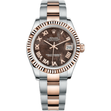 Rolex Datejust 31 Rolesor Everose Fluted / Oyster / Black MOP Roman 178271-0047