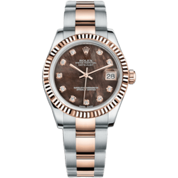 Rolex Datejust 31 Rolesor Everose Fluted / Oyster / Black MOP 178271-0054