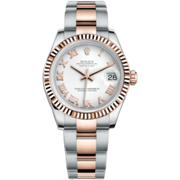 Rolex Datejust 31 Rolesor Everose Fluted / Oyster / White Roman 178271-0066