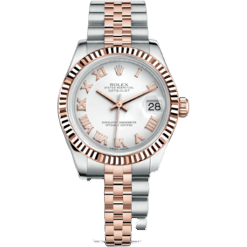 Rolex Datejust 31 Rolesor Everose Fluted / Jubilee / White Roman 178271-0067