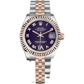 Rolex Datejust 31 Rolesor Everose Fluted / Jubilee / Purple Roman 178271-0072